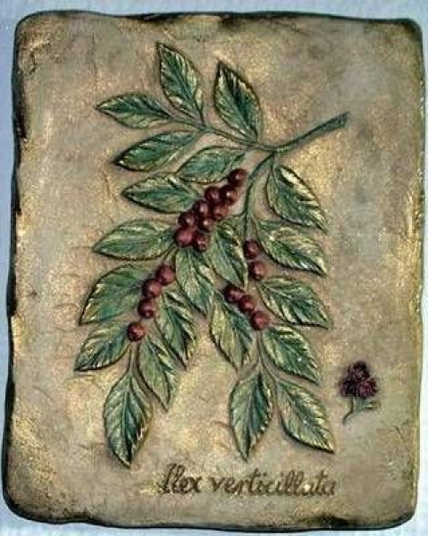 Wandkachel – Winterberry Plaque – 23 x 15 cm – Schrühware