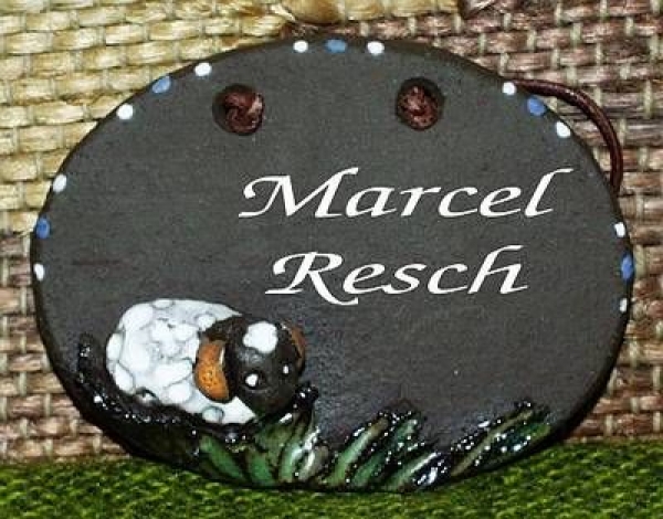 Töpfer-Türschild – Schaf – 8,5 x 7 cm – dunkelbraun – Handarbeit