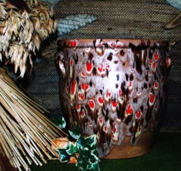 großer Steintopf – Höhe 25 cm - Durchmesser 25 cm - Schrühware