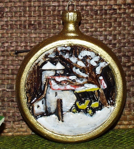 Baumschmuck – Ornamente im 2er-Set – unterschiedliche Winterszenen – je 10 cm - Schrühware