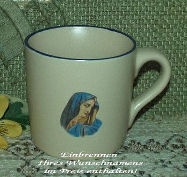 Keramik-Tasse - Becher mit Wunschname – Motiv: 2 x Maria – 35 mm