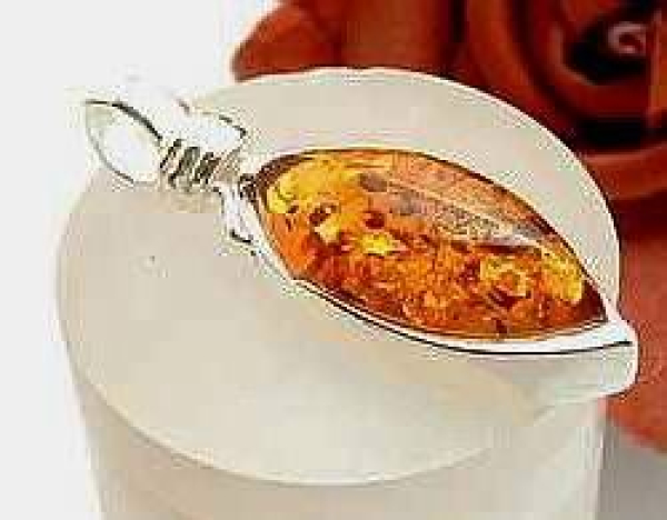 Bernstein-Anhänger -  1 Stein – echt Sterlingsilber 925 – 12 mm breit – 32 mm lang mit Öse – ohne Kette