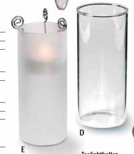 Glaszylinder fürTeelichthalter – Windlichtglas - 55 x 130 mm – mit Boden – gefrostet - Variante E