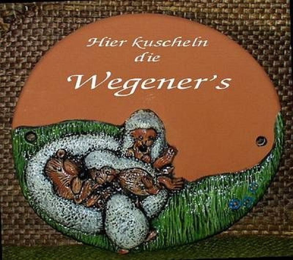 Türschild – Igelfamilie  – 18 x 15 cm – Schrühware