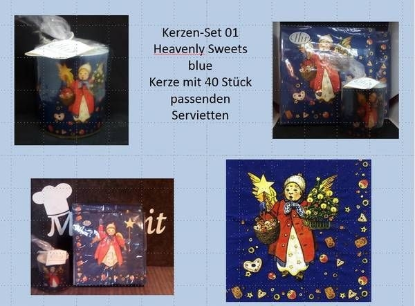 Windlicht / Kerze mit 40 Servietten - Heavenly Sweets