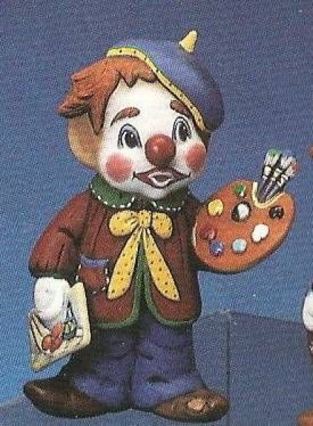 Clown Erwin mit Farbpalette – 18,7 cm hoch – Schrühware