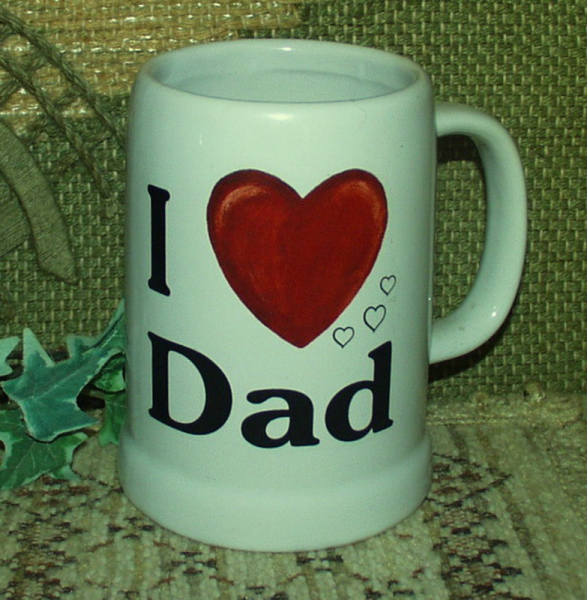 Bierkrug – Keramik-Krug - mit Wunschname – Motiv: 1 x I Love – 80 mm – Dad
