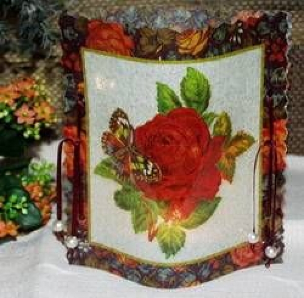 Lantern made of laminated motif for tealight -  Rose