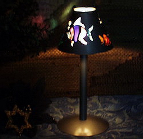 Metall-Windlicht für Teelicht - Motiv Fische