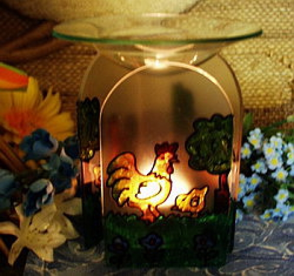 Glas-Duftlampe – Windlicht – dreieckig – Hahn