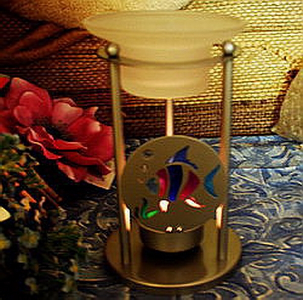 Metall-Duftlampe mit Glasbehälter - Motiv Fisch - statt 7,50 EUR