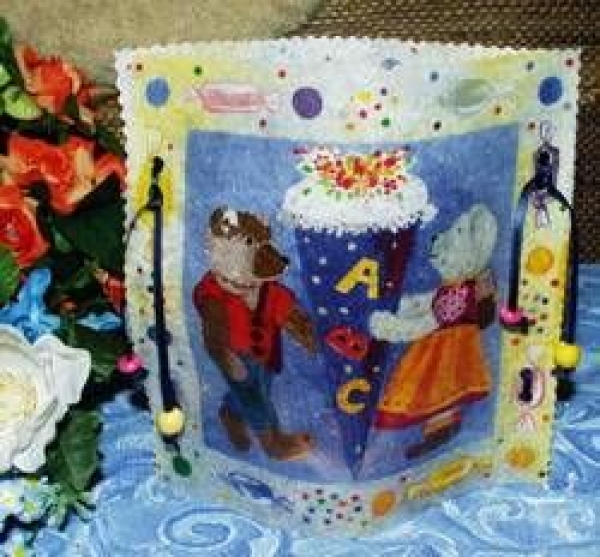 Lantern made of laminated motif for tealight - Zwei Teddies