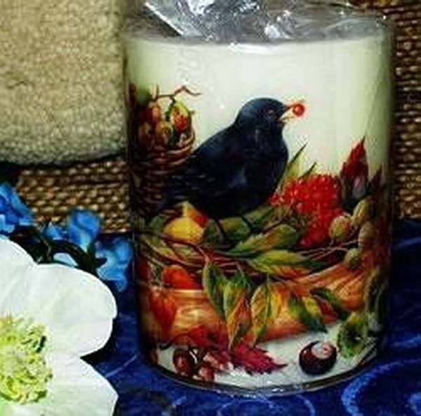 Windlicht / Kerze - Blackbird cream