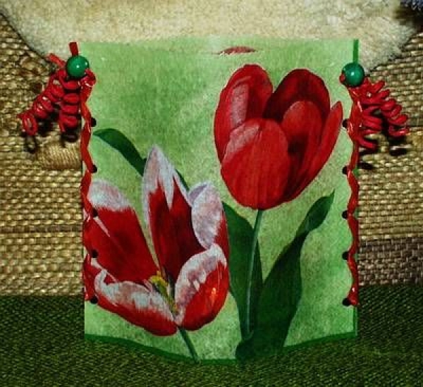 Lantern made of laminated motif for tealight -  Tulpen