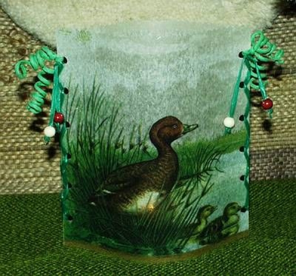 Lantern made of laminated motif for tealight - Wildenten