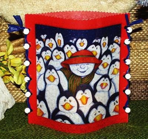 Folienwindlicht für Teelicht - Pinguine