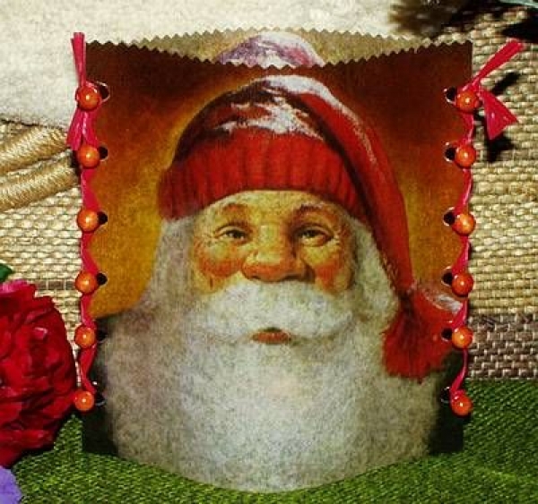 Folienwindlicht für Teelicht - Weihnachtsmann