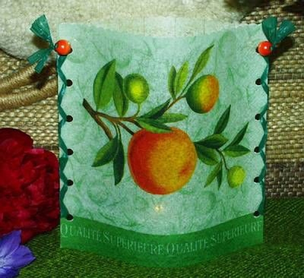 Lantern made of laminated motif for tealight - Orange