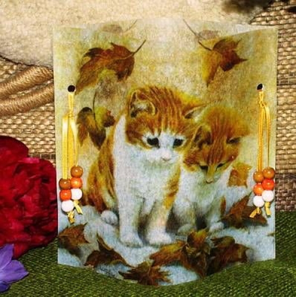 Folienwindlicht für Teelicht - Herbstkatzen