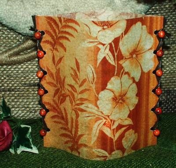 Lantern made of laminated motif for tealight - Asiatische Blumen