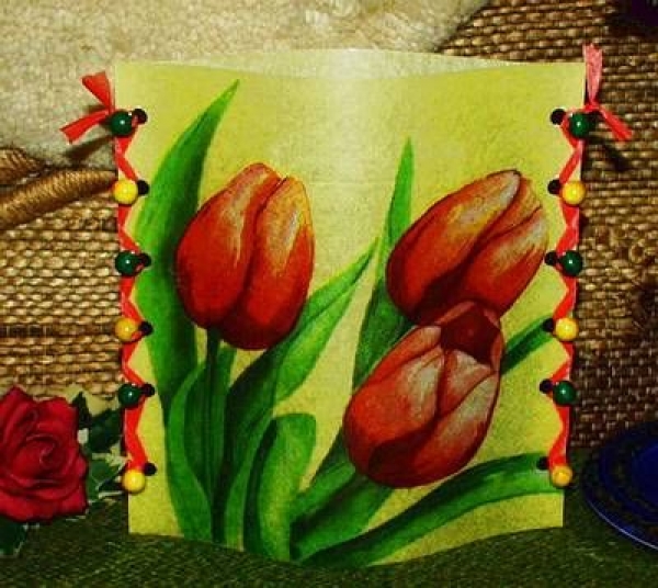 Lantern made of laminated motif for tealight – Tulpen