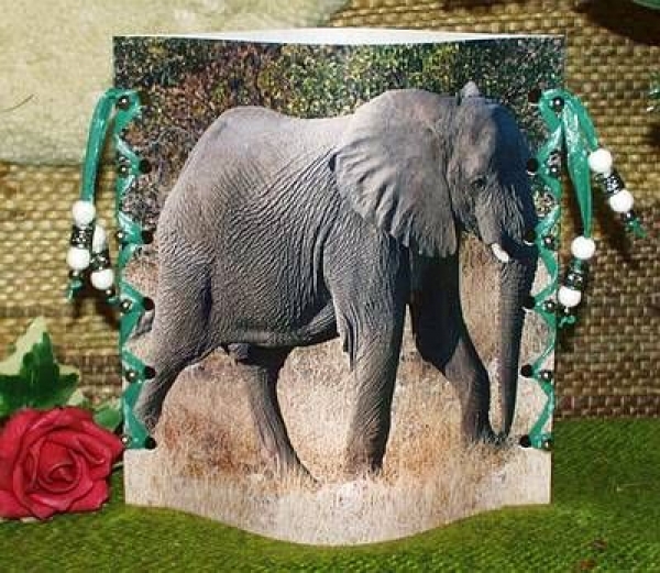 Lantern made of laminated motif for tealight - Elefant