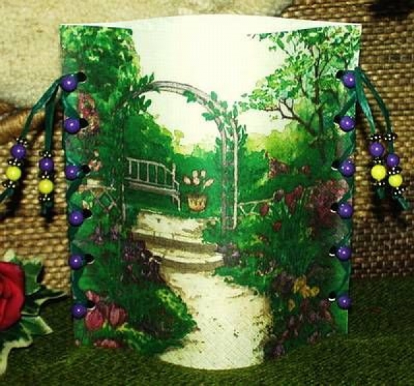 Lantern made of laminated motif for tealight - Blumengarten
