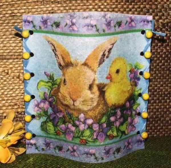 Folienwindlicht für Teelicht - Hase mit Küken