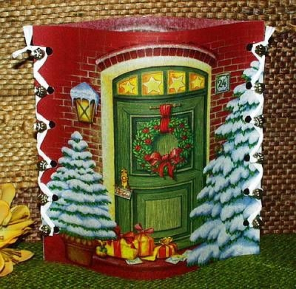 Lantern made of laminated motif for tealight – Tür