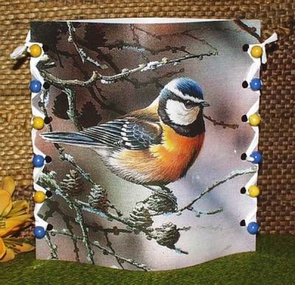 Lantern made of laminated motif for tealight - Kohlmeise im Winter