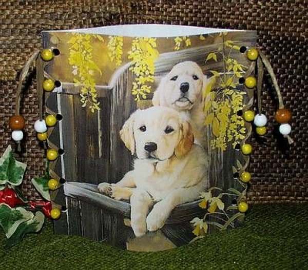 Lantern made of laminated motif for tealight – Hund
