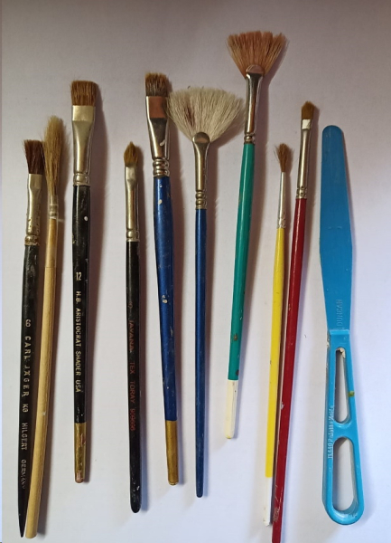 Pinsel im 10er-Set – gebraucht – Zusammenstellung laut Foto – u. a. ARISTOCRAT - DUNCAN – JÄGER - MAYCO
