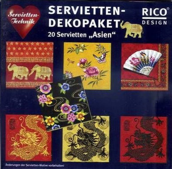 RICO-Dekopaket – Asien - 20 Servietten – 7 verschiedene Motive