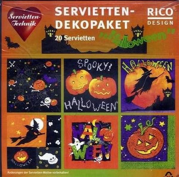 RICO-Dekopaket - Halloween - 20 Servietten - 6 verschiedene Motive