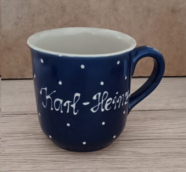 RKT - Namens-Tasse - Ein-Punkt-Blau – Karl-Heinz