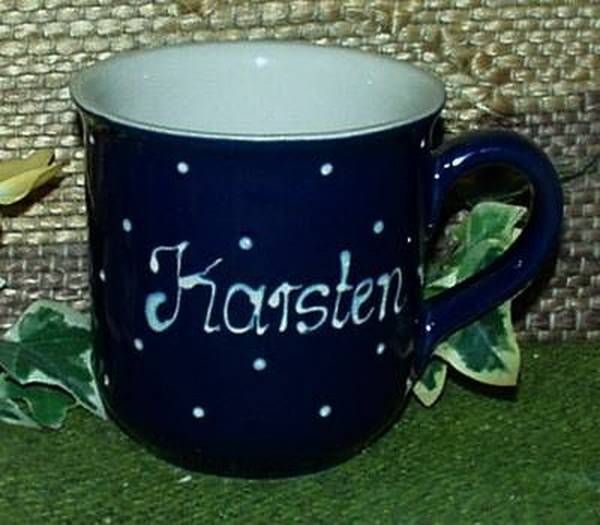 RKT - Namens-Tasse - Ein-Punkt-Blau - Karsten