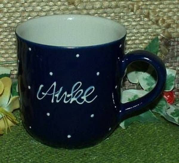 RKT - Namens-Tasse - Ein-Punkt-Blau - Anke