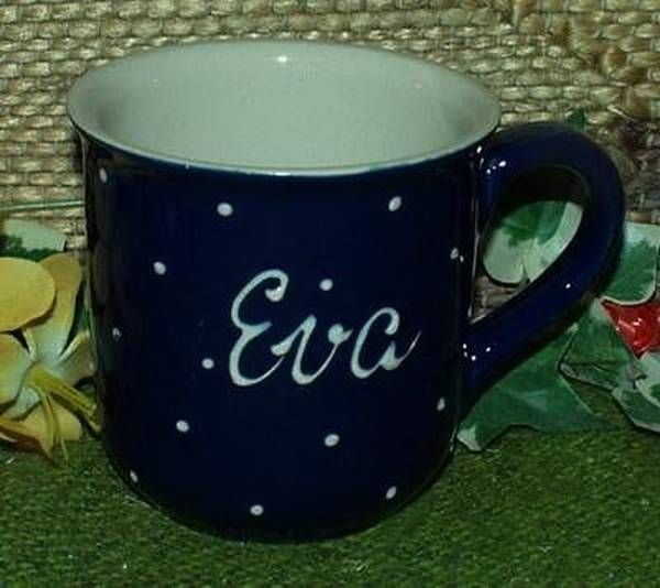 RKT - Namens-Tasse - Ein-Punkt-Blau - Eva