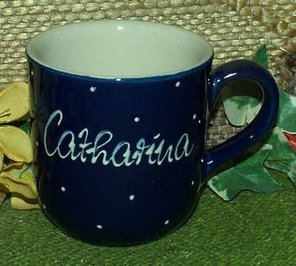 RKT - Namens-Tasse - Ein-Punkt-Blau – Catharina