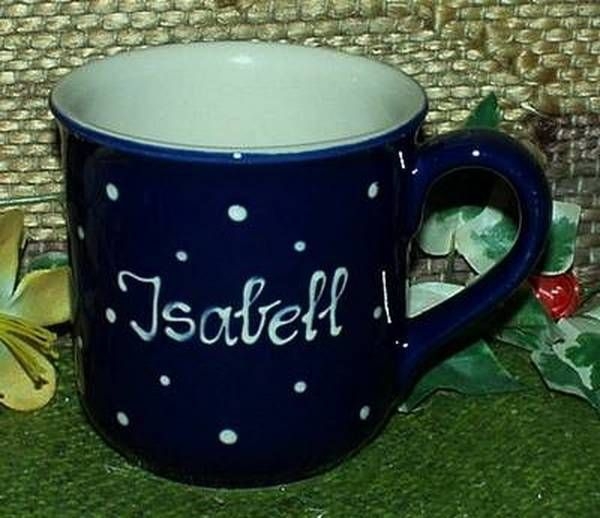 RKT - Namens-Tasse - Ein-Punkt-Blau - Isabell