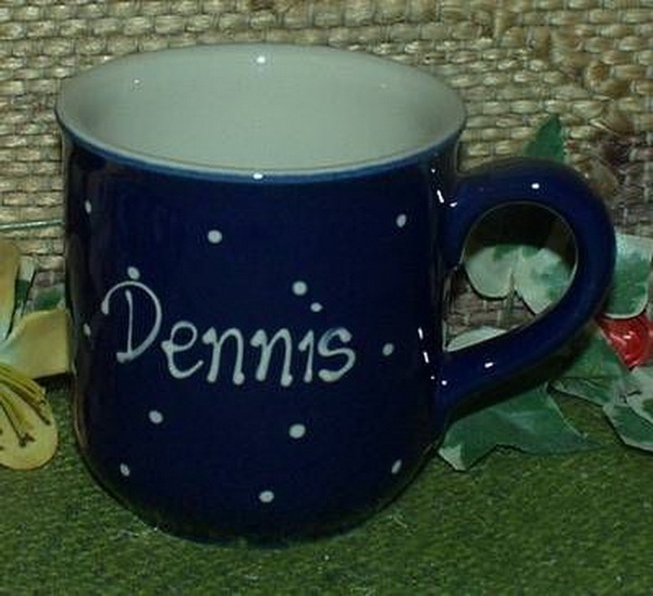 RKT - Namens-Tasse - Ein-Punkt-Blau – Dennis