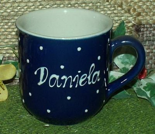 RKT - Namens-Tasse - Ein-Punkt-Blau – Daniela
