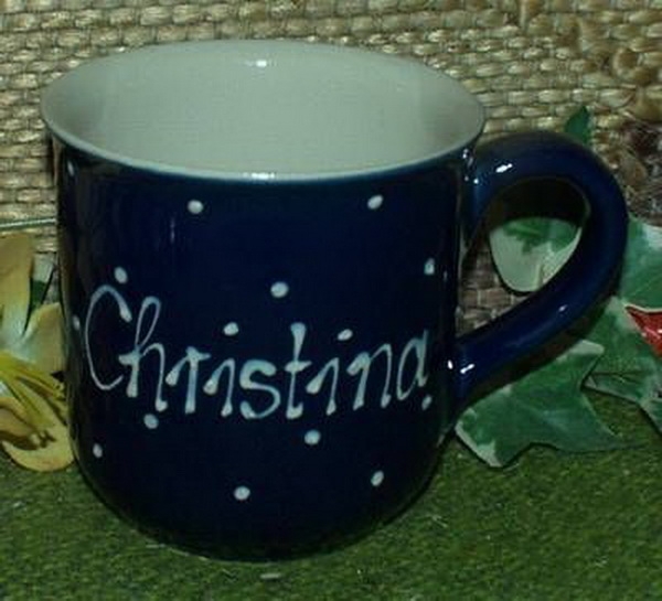 RKT - Namens-Tasse - Ein-Punkt-Blau – Christina