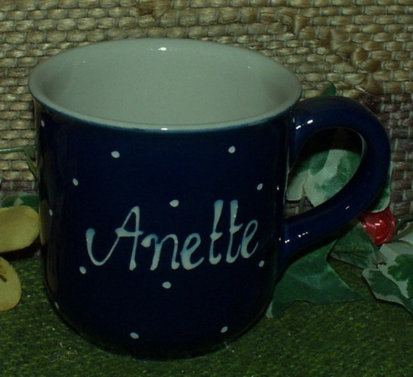 RKT - Namens-Tasse - Ein-Punkt-Blau – Anette