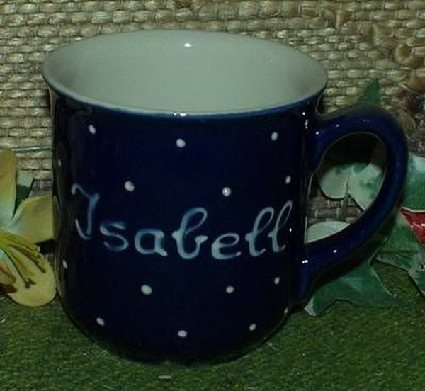 RKT - Namens-Tasse - Ein-Punkt-Blau – Isabell