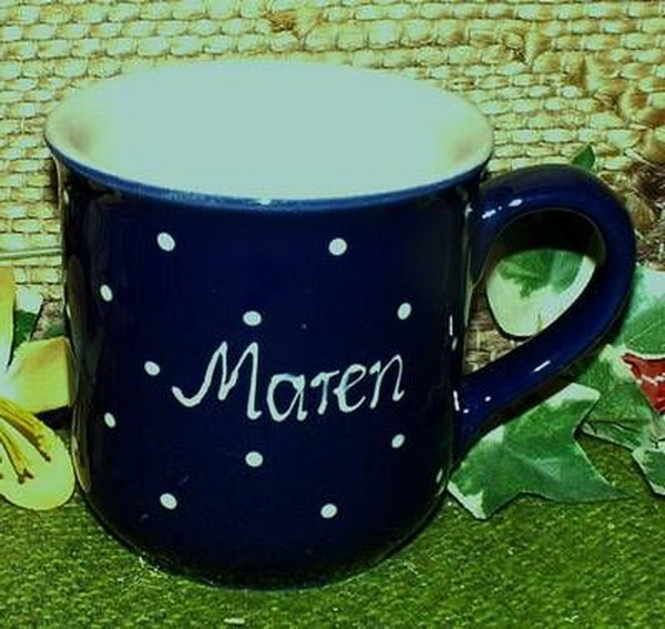 RKT - Namens-Tasse - Ein-Punkt-Blau – Maren