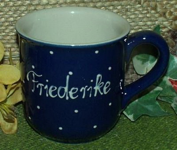 RKT - Namens-Tasse - Ein-Punkt-Blau – Friederike