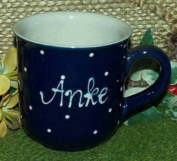 RKT - Namens-Tasse - Ein-Punkt-Blau – Anke