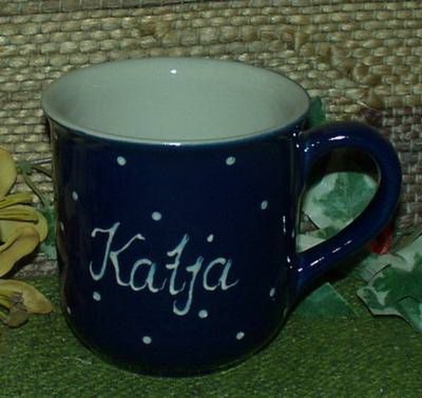 RKT - Namens-Tasse - Ein-Punkt-Blau – Katja