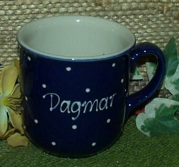 RKT - Namens-Tasse - Ein-Punkt-Blau – Dagmar
